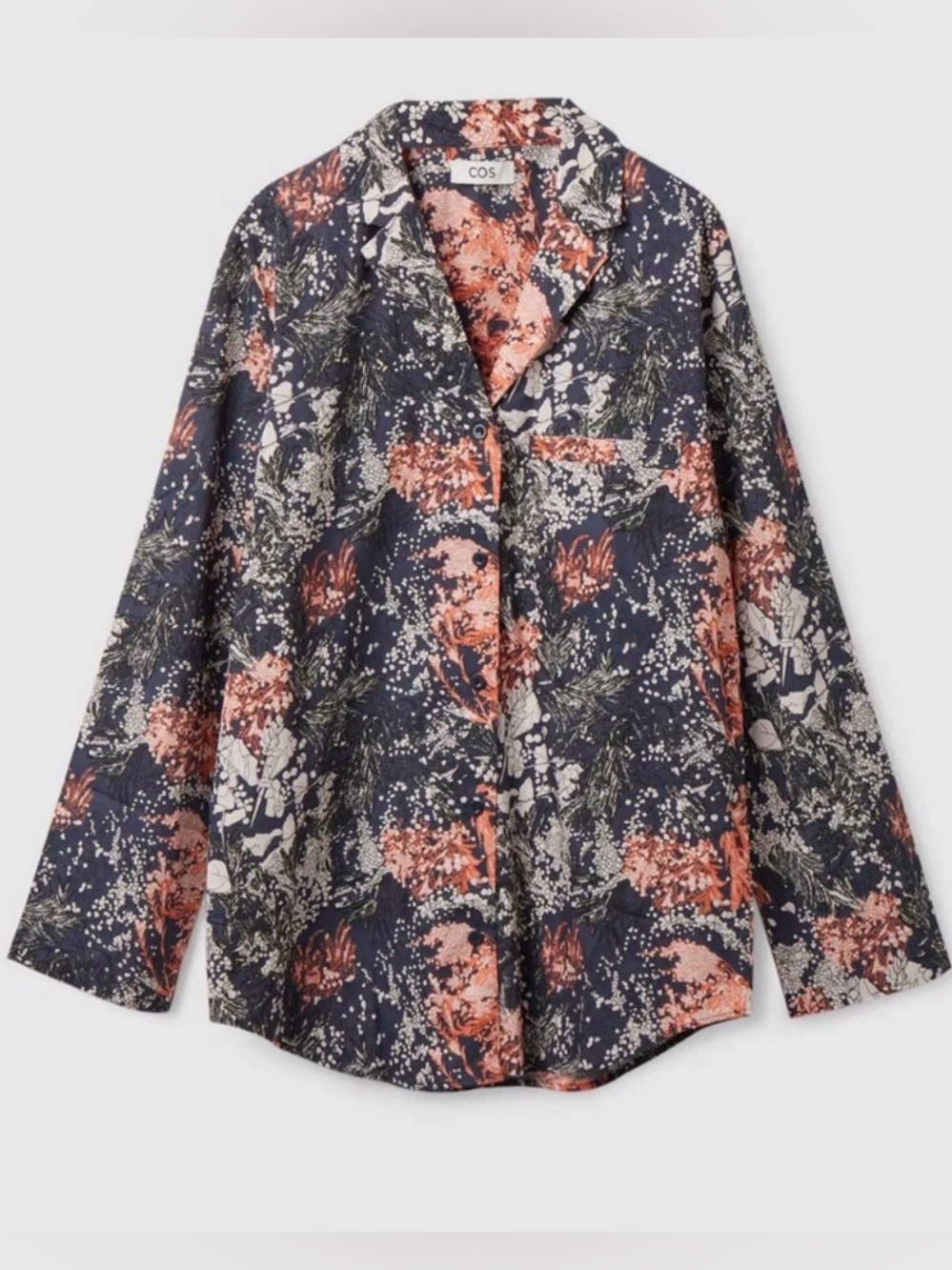 COS Floral Botanical Print Button Front Shirt Blouse Oversized Cotton Top - Picture 3 of 12